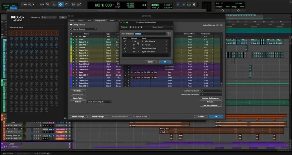 Pro Tools interface with Dolby Atmos